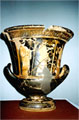 Detail of an attic red figured krater with Leto and Apollo representation